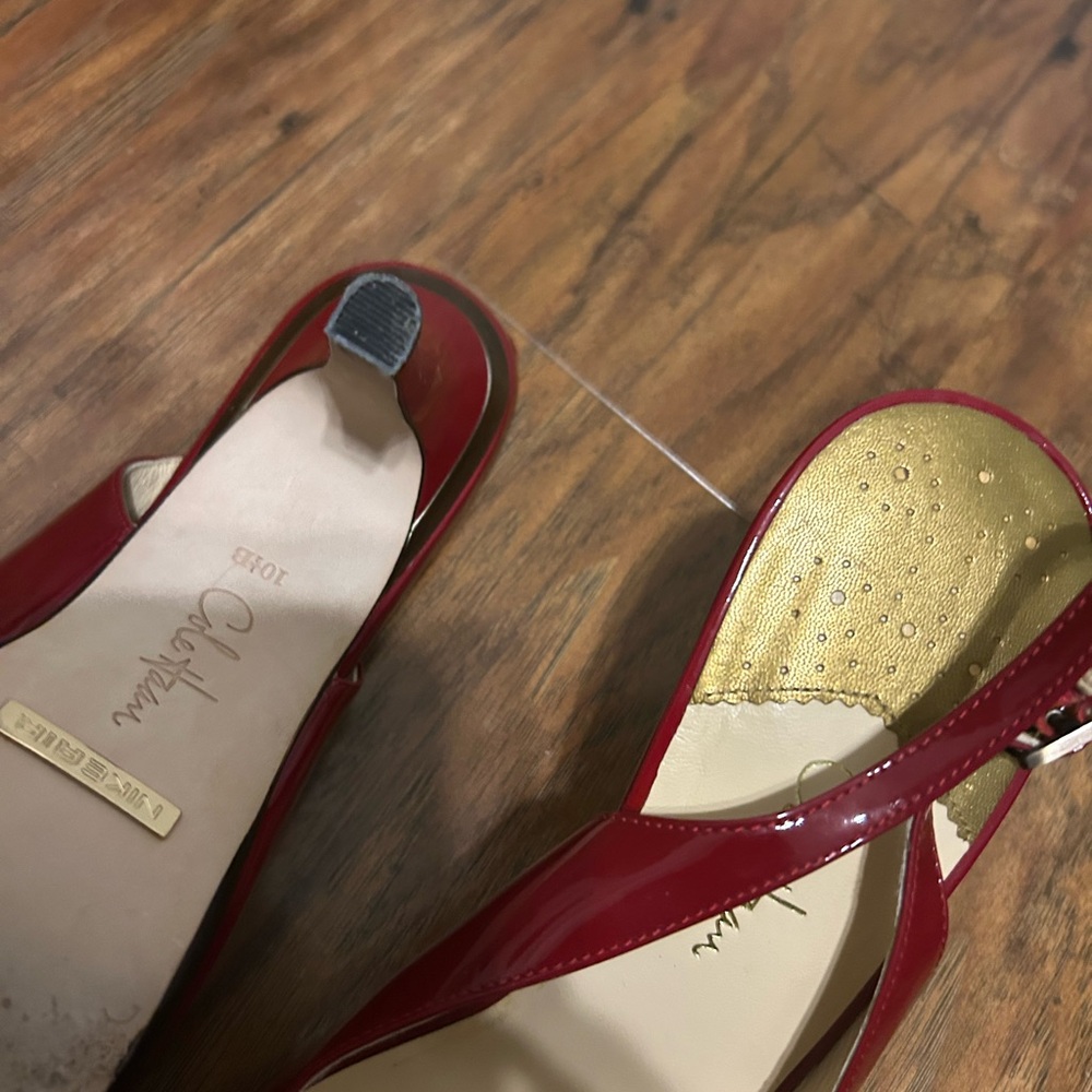 Cole Haan Red Patent Peep Toe Slingback Heels 👠 - Picture 7 of 9